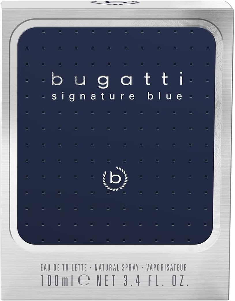 bugatti signature blue perfume for men, 100 ml, fresh eau de toilette with fresh fragrance, men's perfume for all ages, for any occasion and occasion, elegant, sporty, aromatic