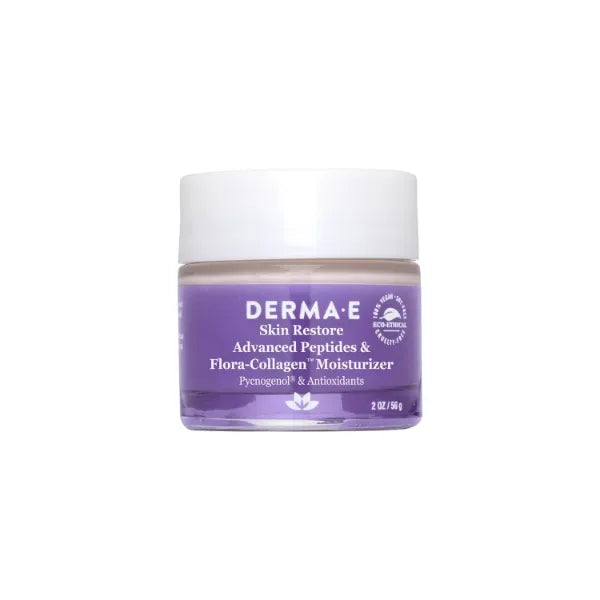 Derma E Advanced Peptides and Vegan Flora-Collagen Moisturizer – Double Action Collagen Face Cream with Peptide Complex – Intensely Hydrating Face Moisturizer for Lines, Wrinkles and Redness, 2 Oz