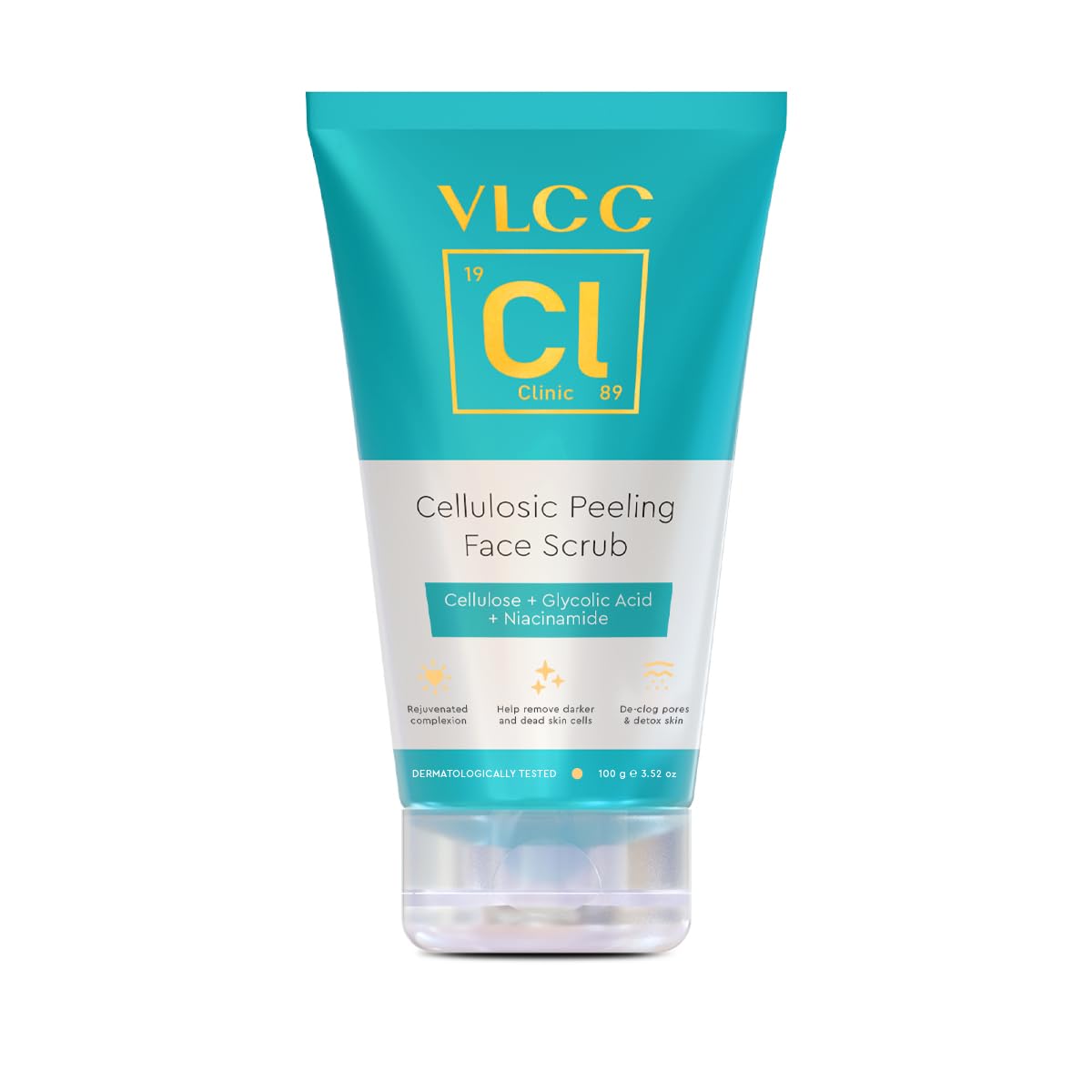 VLCC Clinic Cellulose Facial Scrub - 100g | Skin Smoothing Scrub | Weekly Exfoliation | Removes Dead Skin Cells & Excess Oil | Soft, Smooth & Clear Skin | Paraben Free