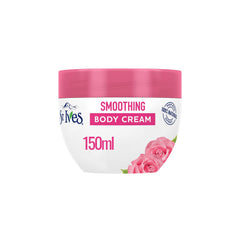 St. Ives Smoothing Body Cream with Rose Water & Argan Oil, 150ml| Made from 100% Natural Ingredients| Hydrating & Fast-Absorbing Formula for Soft & Glowing Skin | Dermatologically Tested Body Butter