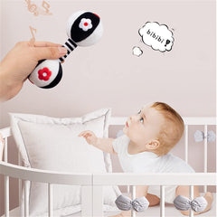 ELECDON 2PCS Baby Dumbbell Toy, Baby Rattles Toys for Toddler, Rattle Shaker Set, Teething Toys for Babies 0-12 Months, Soft Plush Rattles Baby Toys for Newborns, Newborn Birthday Gift