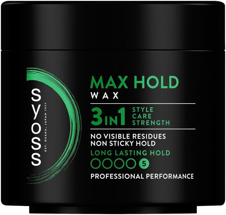 Syoss Max Hold Wax, 3 in 1 Style, Care & Strength, Long Lasting Hold 5, Professional Performance, No Visible Residues, Non Sticky Hold - 150ml