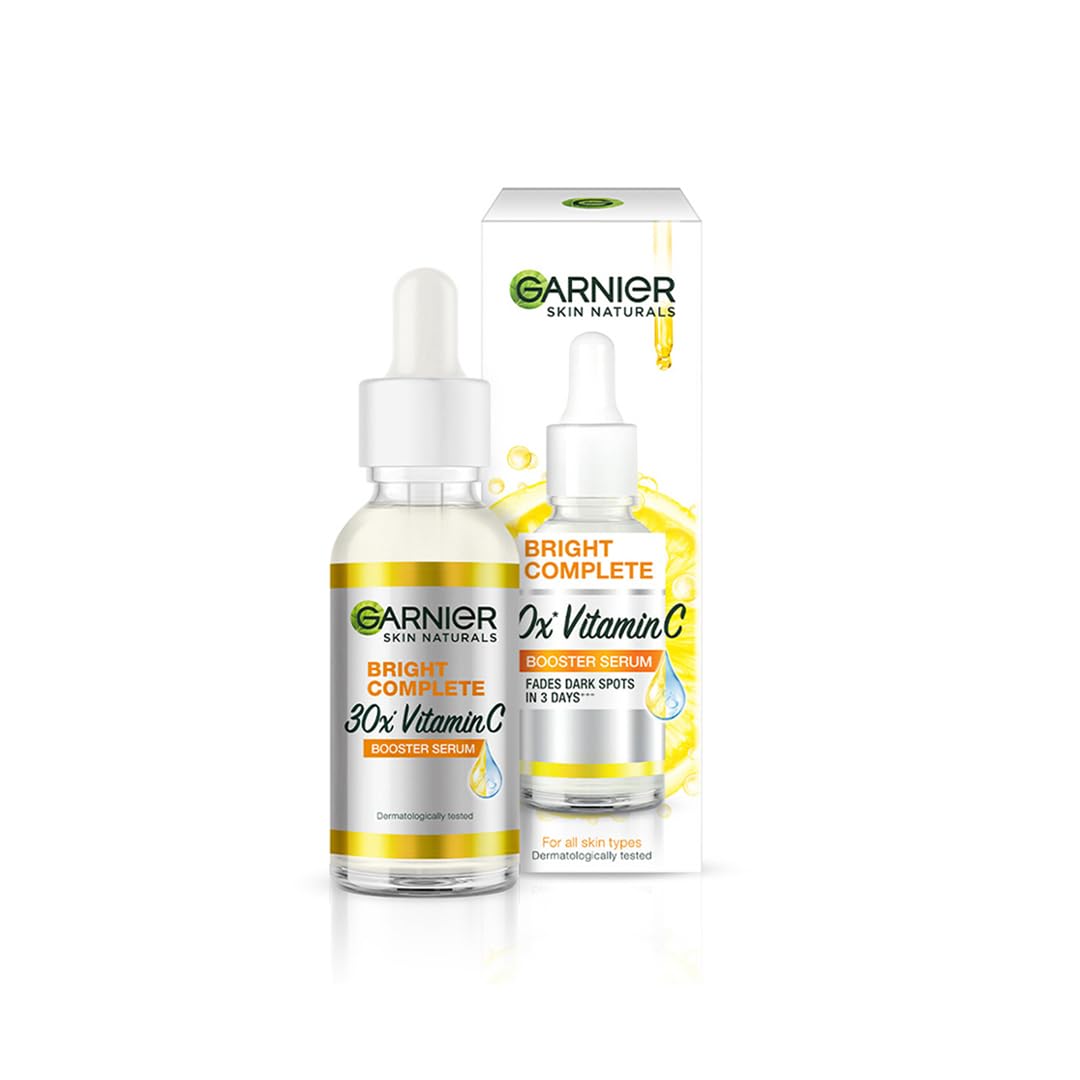 Garnier Vitamin C+ Brightening & Anti-Dark Spot Serum with 30X Vitamin C, 2% Niacinamide & BHA | Brighter Skin in Just 3 Days | Suitable for Oily, Dry & Combination Skin