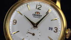 Orient Men's "Bambino Small Seconds" Japanese-Automatic Watch with Leather Strap, 21 mm