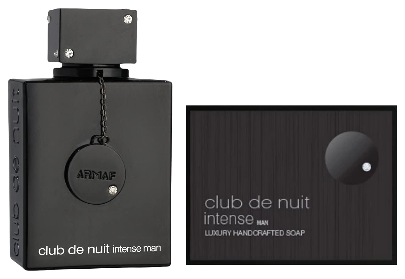 ARMAF Perfumes 2 Piece Gift Set, Club De Nuit Intense Eau De Toilette Man 105ml & Club De Nuit Intense Luxury Hand Crafted Soap 130g - perfume for men - fragrance for him - giftset for men's