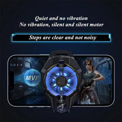 Phone Cooler with Rechargeable Battery for Gaming Portable phone Cooling Heatsink Fan Mobile Phone Radiator with LED Temperature Display/Universal Clamp/RGB LEDS mobile cooling fan