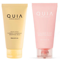 QUIA Collagen + Turmeric Overnight Wrapping Mask Duo – Firming and Hydrating Peel-Off Set for Elasticity, and Glow – Korean Skincare 2 x 75ml