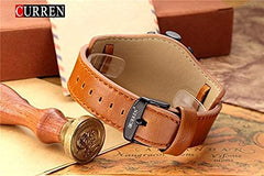 Curren 8225 Men's Analog Sports Waterproof Leather Strap Wrist Watch With Date - White