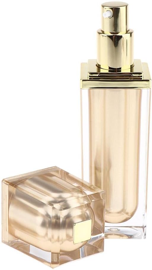 20/40ml Empty Airless Pump Bottle with Lid for Beauty Products Lotion Serum - Golden+Golden, 40ml