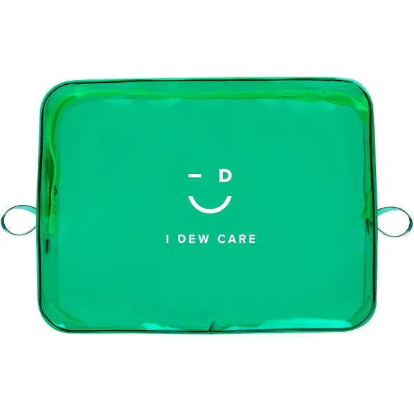 I DEW CARE Makeup Bag Green Pouch Cosmetic Standing PVC Clear Case, Water resistant, Durable, Vacation Travel Friendly, Portable Cosmetic carry for Women & Men, Organizer