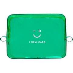 I DEW CARE Makeup Bag Green Pouch Cosmetic Standing PVC Clear Case, Water resistant, Durable, Vacation Travel Friendly, Portable Cosmetic carry for Women & Men, Organizer