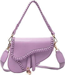 PURFANREE Women Trendy Saddle Shoulder Bag Clutch Purse Underarm Handbag Satchel HandBag Crossbody Bag - Purple