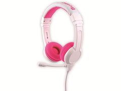 BuddyPhones School Plus Headphones - Safe Volume Level for Kids, Foldable and Adjustable, with Detachable 3.5mm Jack and High-Performance Beamforming Microphone, Ideal for Home and Online Study, Extremely Durable - Pink