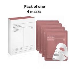 Real Deep Mask, Bio Collagen Face Mask, Overnight Face Mask Set, Anti-Aging, Hydrating Collagen Mask, Moisturizing Facial Mask, Firming Skin, Pack of 1 (4 Masks)