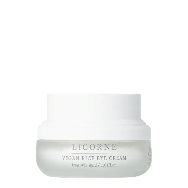 LICORNE Vegan Rice Eye Cream for Dark Circles and Puffiness - Thick Butter Texture Under Eye Care with AHA & PHA, Fragrance Free Hydration for Sensitive Skin, Large 1.01 Fl Oz (30ml)
