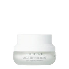 LICORNE Vegan Rice Eye Cream for Dark Circles and Puffiness - Thick Butter Texture Under Eye Care with AHA & PHA, Fragrance Free Hydration for Sensitive Skin, Large 1.01 Fl Oz (30ml)