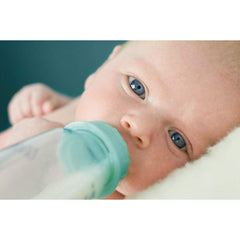 Lelekka Glass Baby Bottle 8oz with Round Natural Rubber Nipples Size M (Medium Flow, Formula Milk), Made in Germany