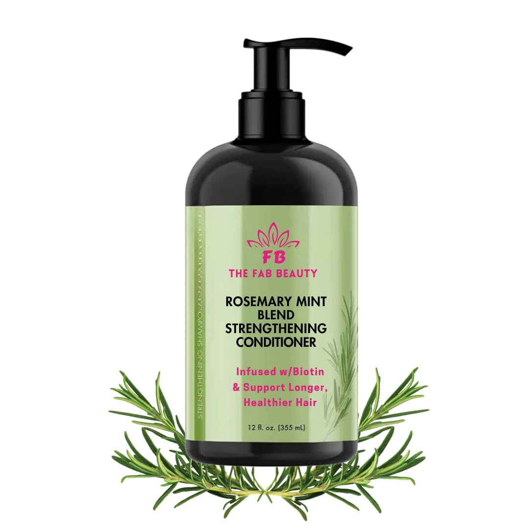 THE FAB BEAUTY Rosemary Mint Strengthening Conditioner For Dry & Crinkled Hair, Leaves Hair Smooth, Supports Hair Strength, Smoothing Conditioner Weightless Hair Treatment