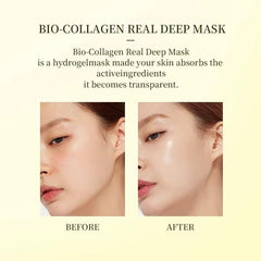 Real Deep Mask, Bio Collagen Face Mask, Overnight Face Mask Set, Anti-Aging, Hydrating Collagen Mask, Moisturizing Facial Mask, Firming Skin, Pack of 1 (4 Masks)