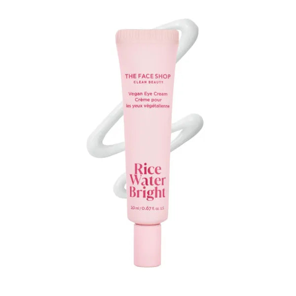 The Face Shop Rice Water Bright Vegan Eye Cream - Eye Cream for Dark Circles - Dark Circles Under Eye Treatment - Under Eye Brightener - Hydrating - Niacinamide - Hyaluronic Acid - Korean Skin Care, 0.67 Fl Oz