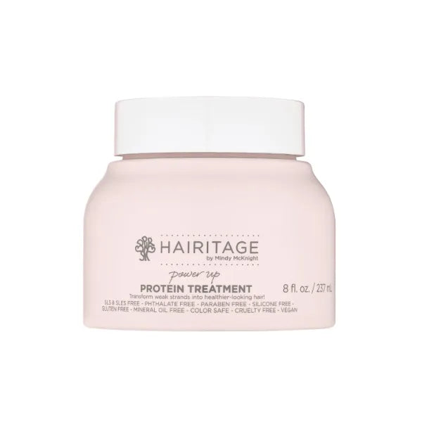 Hairitage Power Up Protein Treatment + Hair Mask with Shea Butter + Castor Oil for Dry Hair - Strengthen + Repair Dry + Damaged Hair - Hydrating Deep Conditioner, 8 Fl Oz