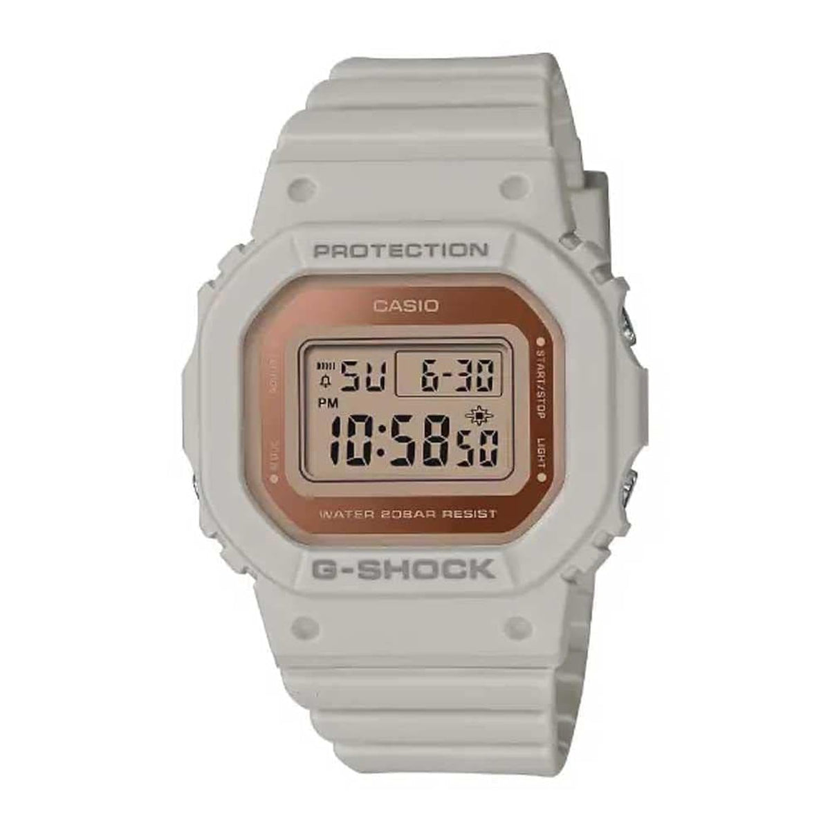 Casio G-Shock Watch - GMD-S5600-8DR Gold Dial, White Band