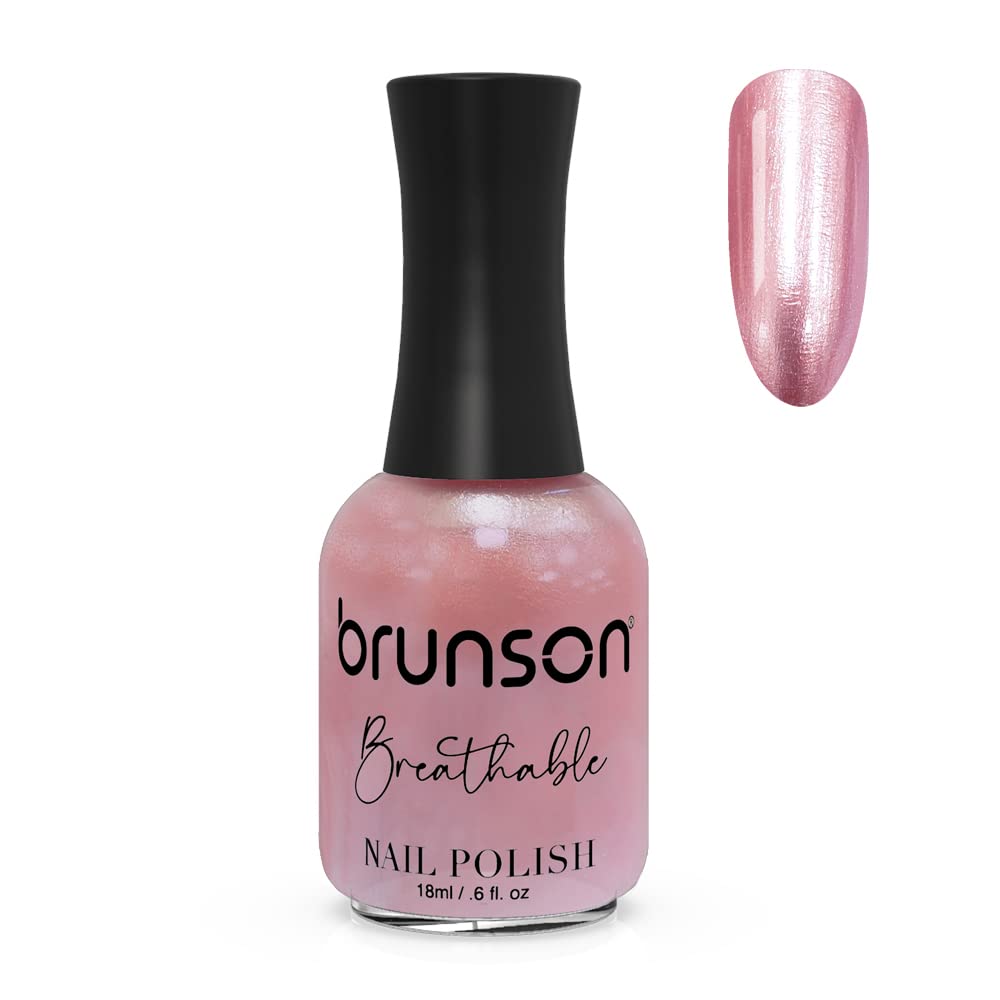 Brunson Breathable Nail Polish Halal nail polish Wudu friendly Quick-Dry Vegan long lasting but easy peel off & Eco-Friendly Organic Glossy Shine Water Based Nail Polish Nail Lacquer 18ml BH259