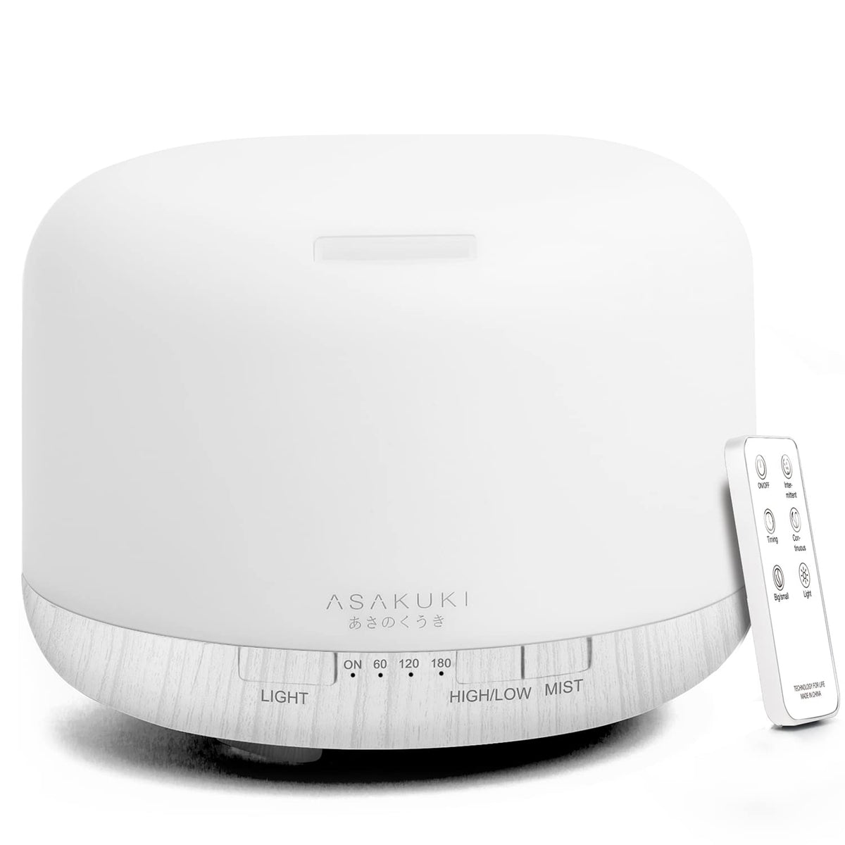 500ml Premium, Essential Oil Diffuser with Remote Control, 5 in 1 Ultrasonic Aromatherapy Fragrant Oil Humidifier Vaporizer, Timer and Auto-Off Safety Switch White