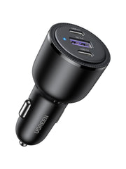 UGREEN 69W Fast Car USB Charger Adapter 3 Ports Car Mobile Phone Fast Charging Socket Plug Laptop Car Charger Compatible with iPhone 16 Pro Max, MacBook Pro/Air, Samsung S24 Ultra, Steam Deck,etc
