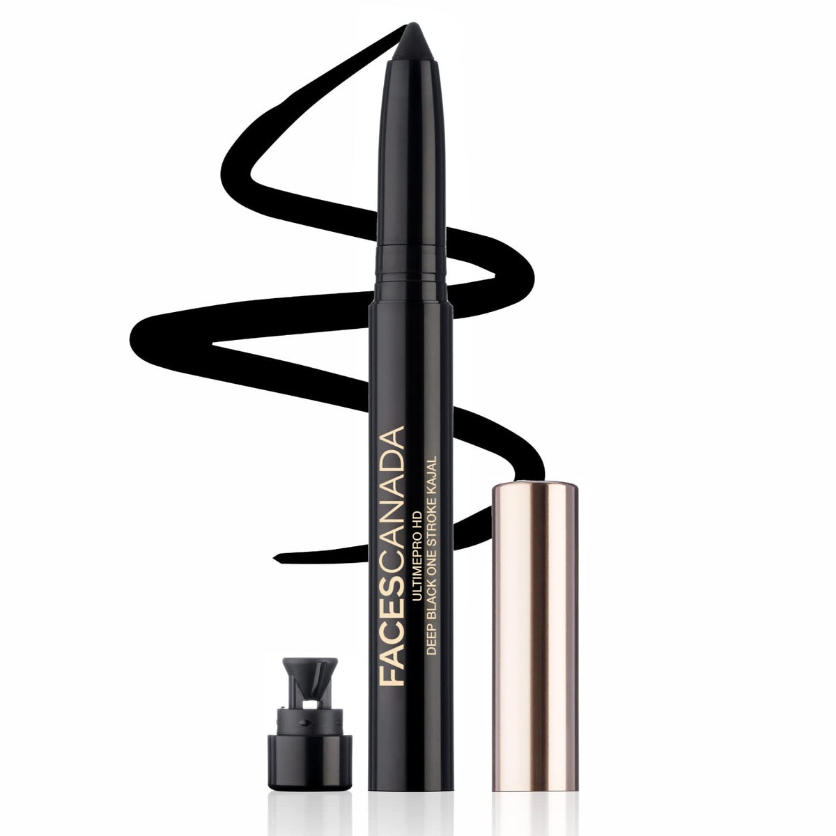 FACESCANADA Ultime Pro Hd Deep Black One Stroke Matte Pencil Kajal, 1.4G|Smooth Lightweight Intense Black Hd Finish|10Hr Longstay|Rice Bran Wax|Castor Oil|Waterproof|Sweatproof|Built-In Sharpener