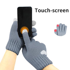 BananaHome Thermal Winter Gloves Fleece Lining Touch Screen Knit Stretchy Warm Gloves Cold Weather Gloves for Running Cycling Riding for Women - Grey Blue