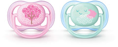 AVENT Philips Ultra Air Pacifier, 0-6 months, pink fashion decos, 2 pack, SCF343/20