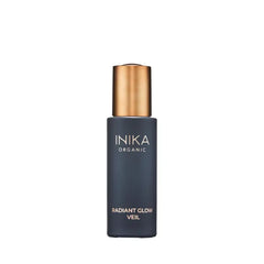 INIKA Organic Radiant Glow | Illuminate & Prime. Dewy, radiant Finish. Beautifying Primer, Nourishing Moisturiser, Finishing Highlighter. 100% Natural, 72% Organic Ingredients. Alcohol Free. 30mL