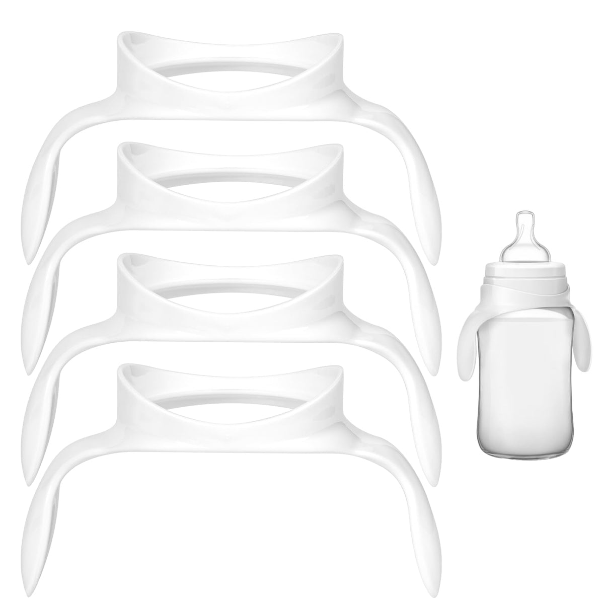 PEUTIER 4pcs Baby Bottle Handles For Philips Avent, White Baby Bottle Holder With Easy Handles For Baby Self-Feeding Independent Of Each Other Drinking