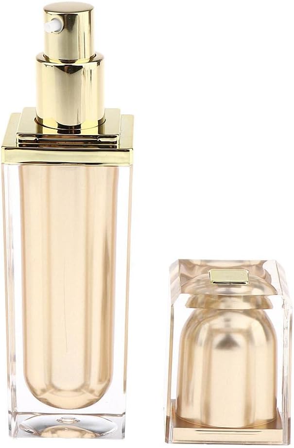 20/40ml Empty Airless Pump Bottle with Lid for Beauty Products Lotion Serum - Golden+Golden, 40ml