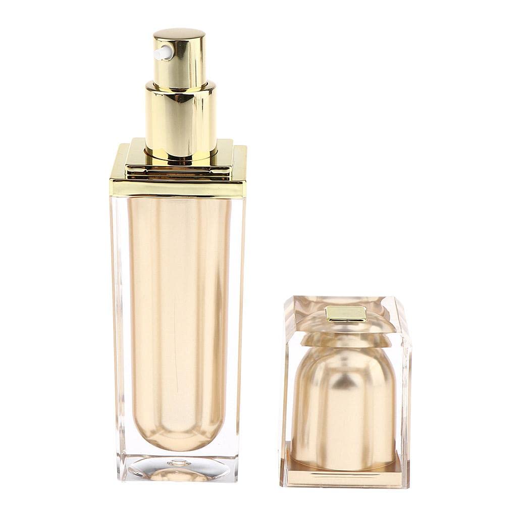 20/40ml Empty Airless Pump Bottle with Lid for Beauty Products Lotion Serum - Golden+Golden, 40ml