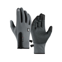 JZS Cycling Gloves, Winter Gloves Touch Screen Fingers Warm Gloves Insulated Anti-Slip Windproof Waterproof Cycling Riding Running Work for Men Women - Grey
