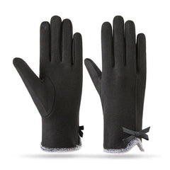 CasRmia Winter Gloves for Women Windproof Gloves Warm Gloves with Luxuriously Lined Touchscreen gloves with butterfly bow elegant and fashionable - Black