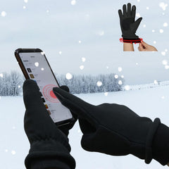 Winter Gloves, Women's Fleece Touchscreen Gloves with Water Repellent Technology Cold Weather, One Size - Black