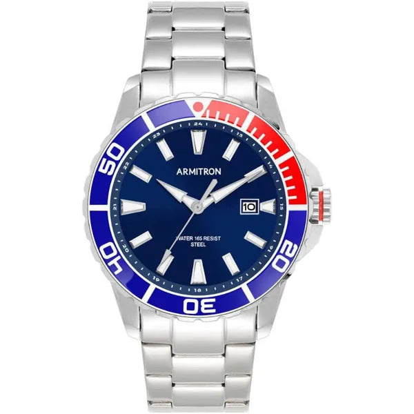 Armitron Men's Date Function Watch Silver/Navy Blue