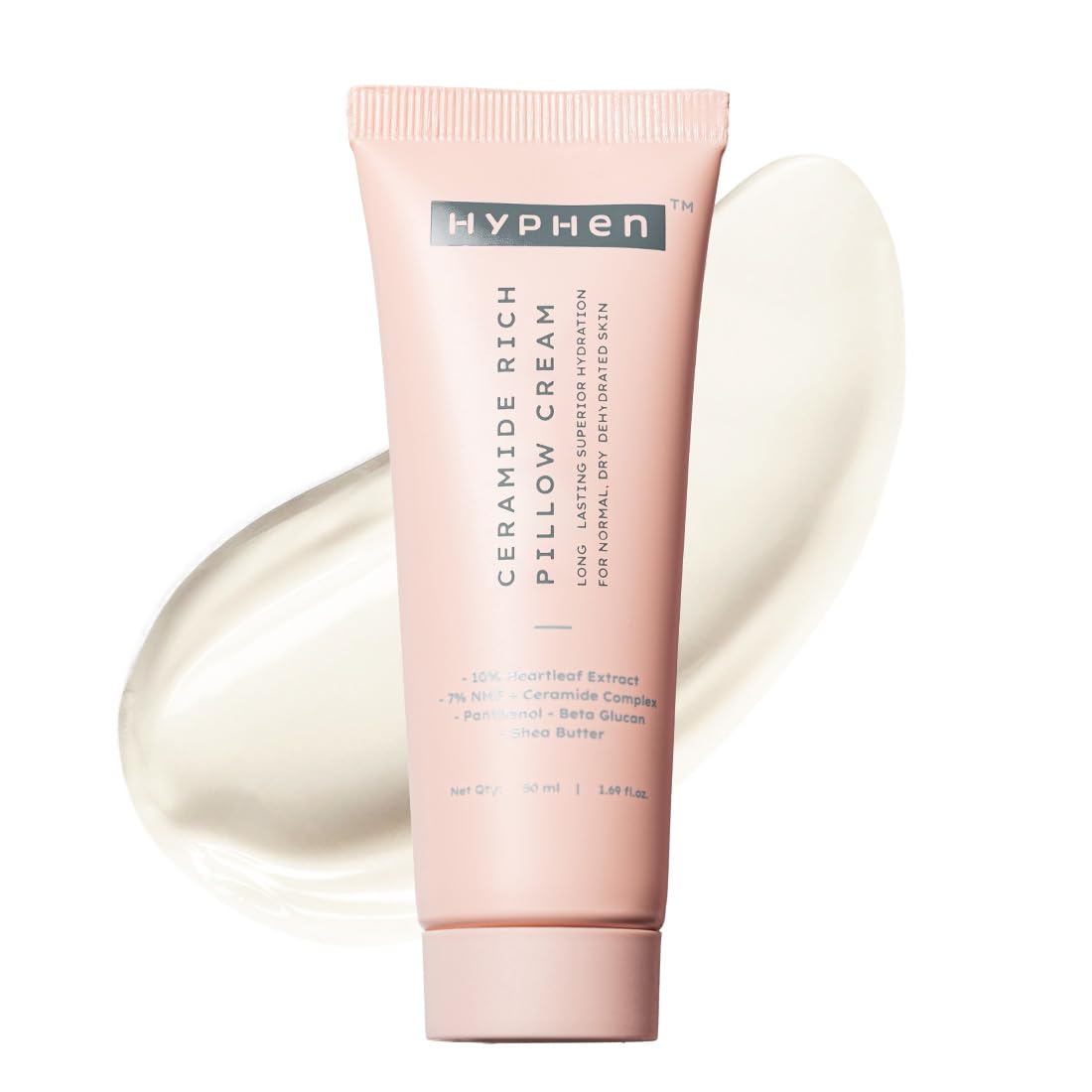 Hyphen 10% Heartleaf Extract & 7% Ceramides-NMF Face Cream Moisturizer | Rich Pillow Cream For Hydration, Deep Nourishment & Barrier Repair | For Dry Skin, Normal Skin & Sensitive Skin- 50ml