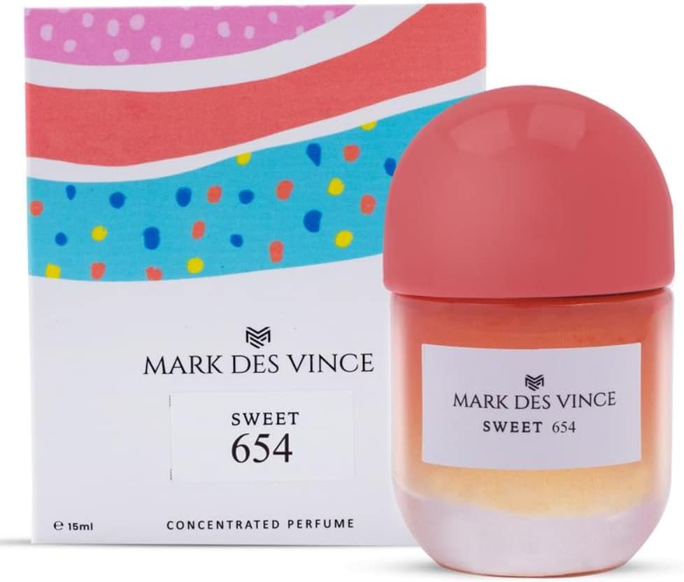 Mark Des Vince Sweet 654 Concentrated Perfume for Men Women Long Lasting Parfum Fragrance For Unisex, 15ml