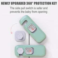 QYESWHSR 5 Pack Child Proof Refrigerator Lock, Fridge, Cabinets, Freezer Door Lock Apply to Max 1"(25mm) Sealing Strip for Toddlers and Kids, No Tools Need or Drill - Green Updated