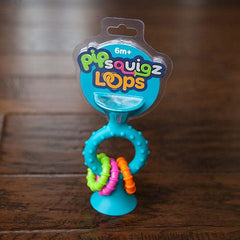 Fat Brain Toys Pipsquigz Loops – Teal, Vibrant Silicone Suction Cup Toy for Babies, Sensory Exploration, Fine Motor Skills Development, Rattling Sounds, and Soothing Gum Relief