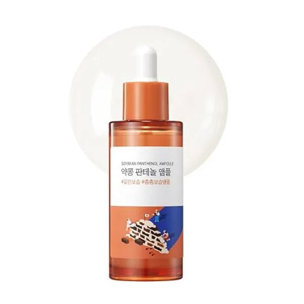 ROUND LAB Soybean Panthenol Ampoule, Deep Hydration Serum with Nano Niosome Panthenol, and Ceramides for Skin Barrier Strengthening and Non Sticky Moisture Retention, Korean Skincare  1.69 Fl Oz