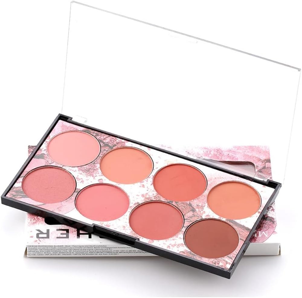 YARDHOBI 8 Colors Blush Palette, Matte Mineral Blush Powder, Bright Shimmer Face Blush, Contour and Highlight Blush Palette, Professional Facial Beauty Cosmetic Makeup Blush, with Blush Brush