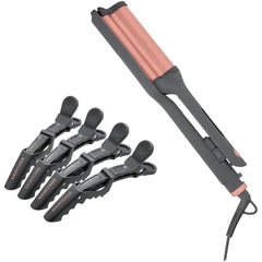 Hairitage 1 Catch The Wave Deep Curling & Crimping Iron + 4PC Out of My Way Alligator Hair Clips