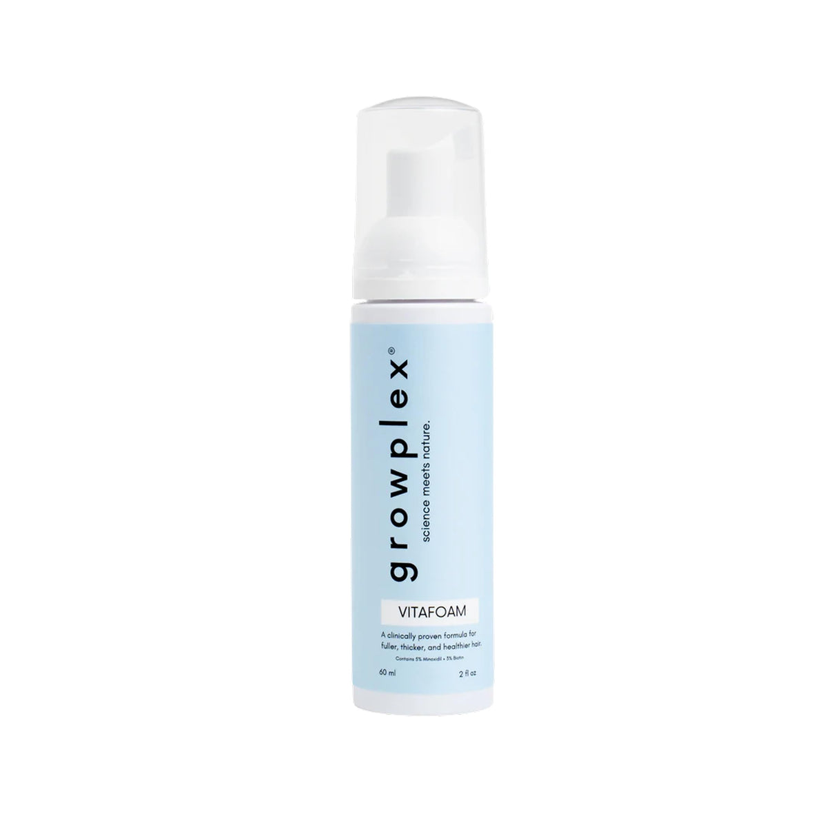 Growplex Vitafoam 5% Minoxidil Foam for Men & Women, DHT Blocking Minoxidil for Men Foam, Non-Greasy, Fast-Drying Formula for Hair Regrowth