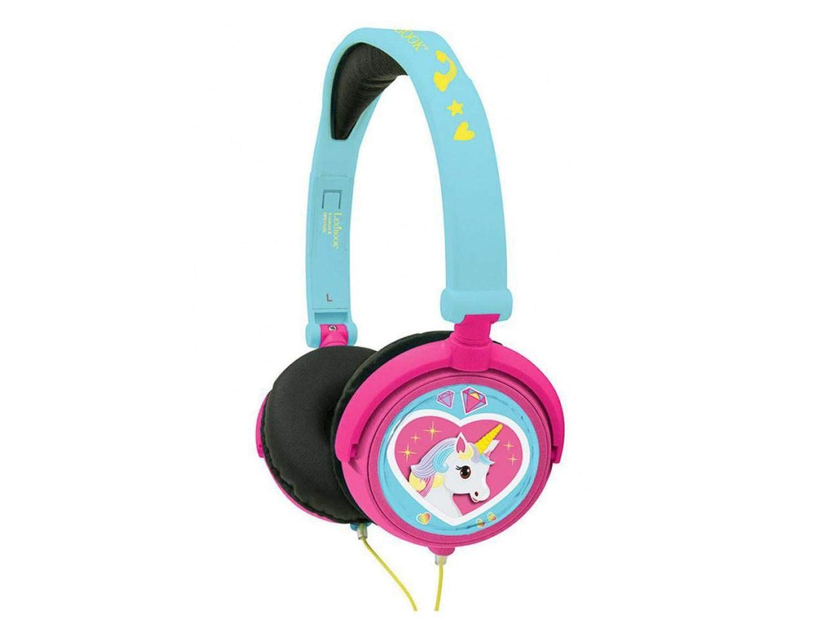 Lexibook Unicorn Stereo Headphone, kids safe, foldable and adjustable, pink/blue HP017UNI, Wired