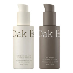Oak Essentials Youthful Skin Serum Duo, 2-Piece Skincare Set: Firming Plant Peptide and Nightly Retinol Face Serums